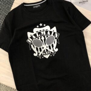 BALMAIN VERY EXCLUSIVE COTTON LYCRA ROUND NECK top notch stuff black series