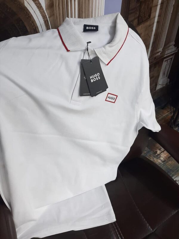 FIRST COPY Hugo Boss Exclusive Cotton Lycra Collar T-Shirt - Image 12
