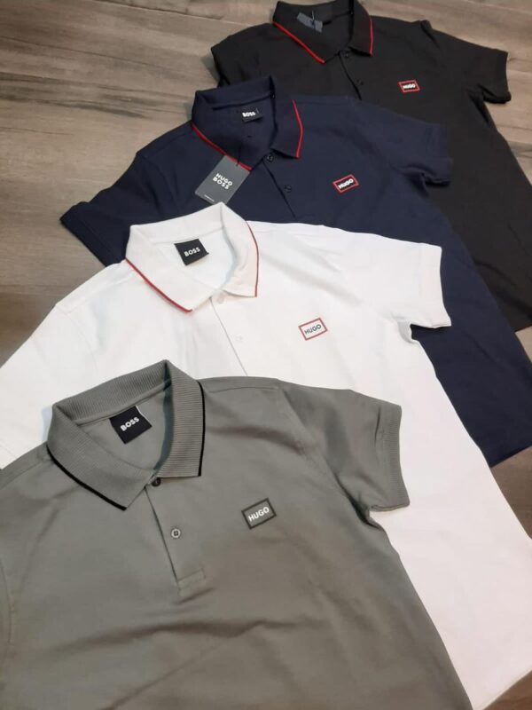 FIRST COPY Hugo Boss Exclusive Cotton Lycra Collar T-Shirt - Image 8