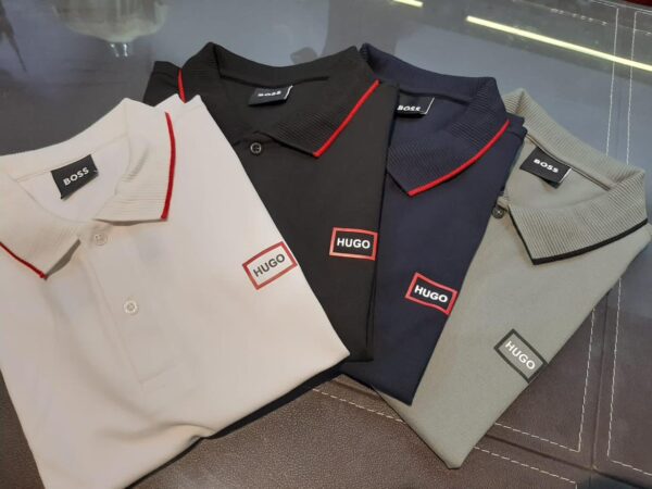 FIRST COPY Hugo Boss Exclusive Cotton Lycra Collar T-Shirt - Image 9