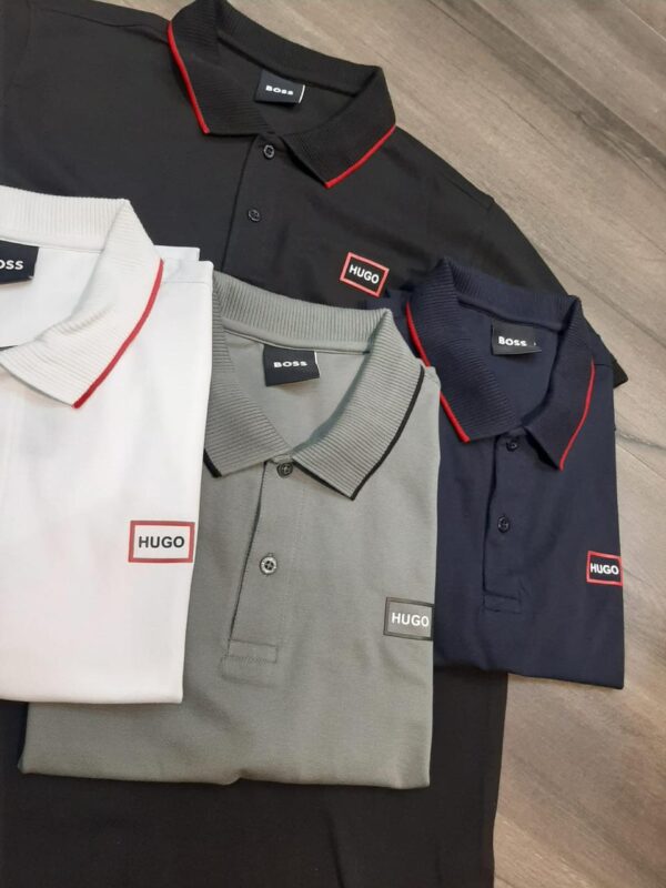 FIRST COPY Hugo Boss Exclusive Cotton Lycra Collar T-Shirt - Image 2
