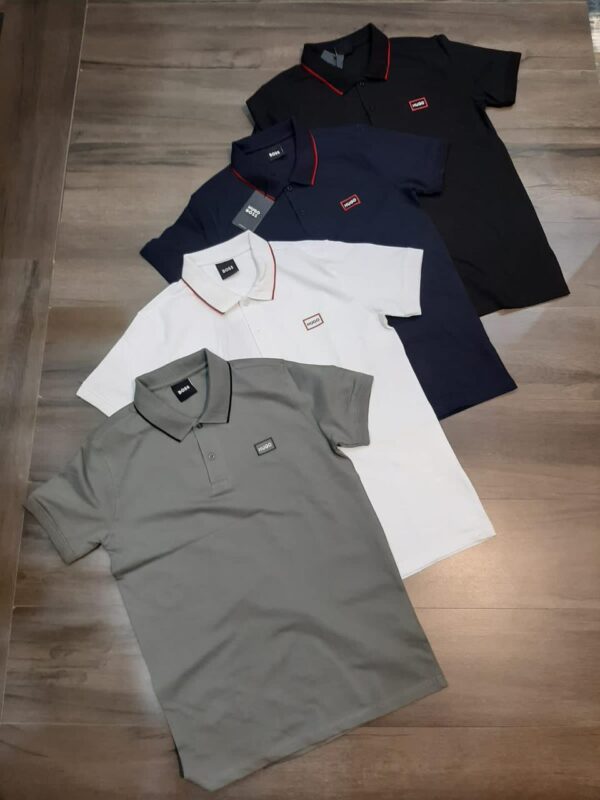 FIRST COPY Hugo Boss Exclusive Cotton Lycra Collar T-Shirt - Image 3