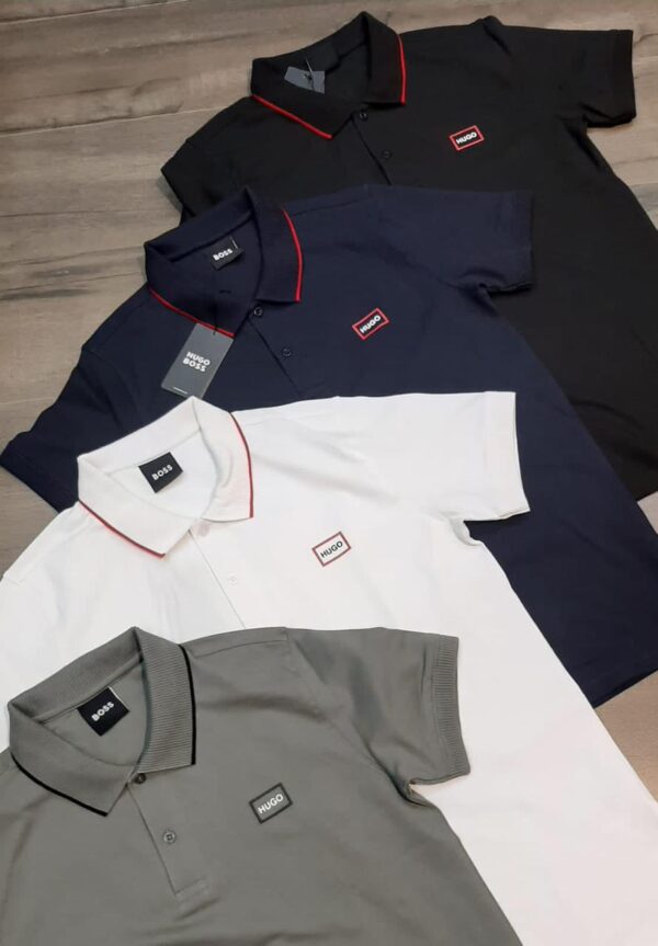 FIRST COPY Hugo Boss Exclusive Cotton Lycra Collar T-Shirt - Image 5