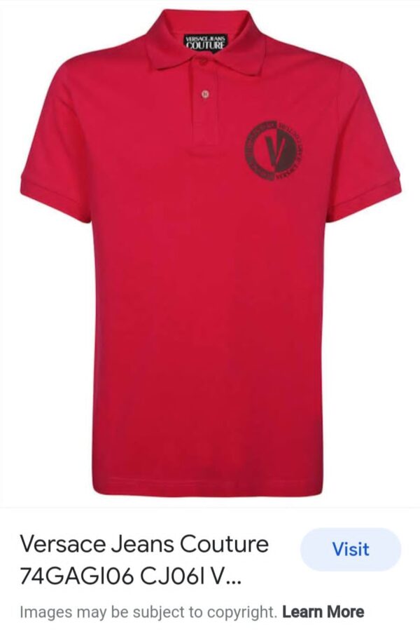 FIRST COPY Versace Exclusive Cotton Lycra Collar T-Shirt - Image 8