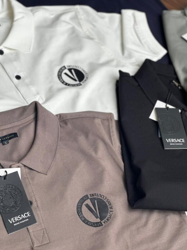 FIRST COPY Versace Exclusive Cotton Lycra Collar T-Shirt - Image 2