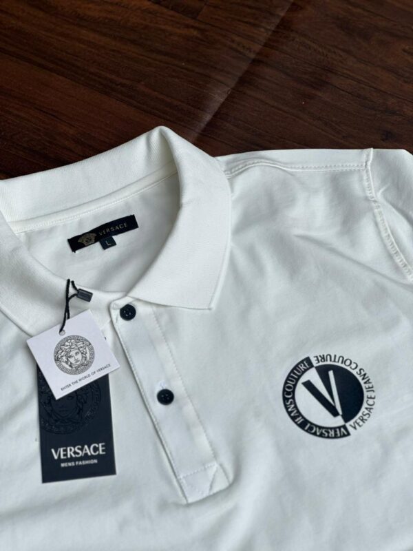 FIRST COPY Versace Exclusive Cotton Lycra Collar T-Shirt - Image 3