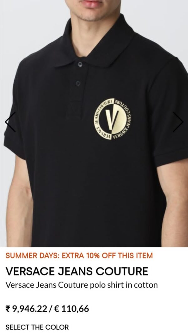FIRST COPY Versace Exclusive Cotton Lycra Collar T-Shirt - Image 6