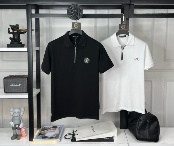 FIRST COPY BALMAIN PREMIUM ZIP COLLAR T-SHIRT - Image 2