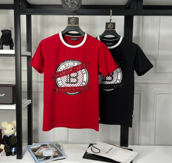 First Copy BALMAIN Premium Round Neck Lycra T-Shirt - Image 9