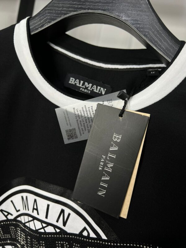 First Copy BALMAIN Premium Round Neck Lycra T-Shirt - Image 8