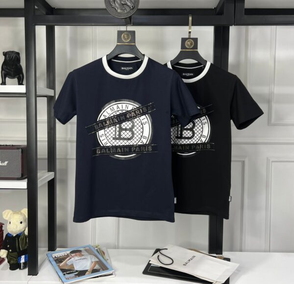 First Copy BALMAIN Premium Round Neck Lycra T-Shirt - Image 6