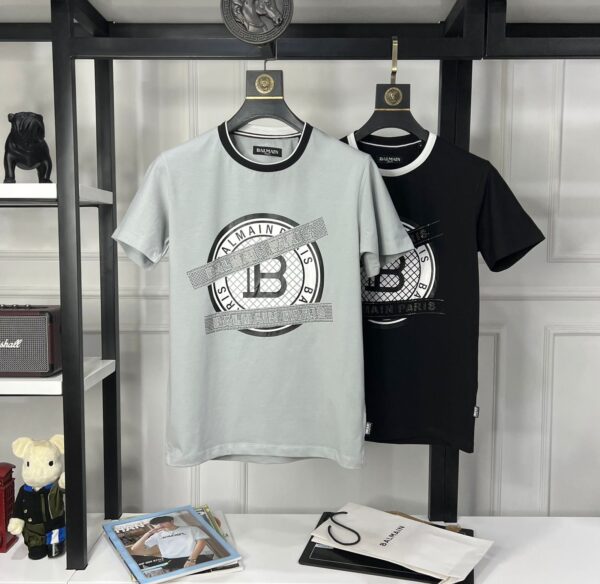 First Copy BALMAIN Premium Round Neck Lycra T-Shirt - Image 4