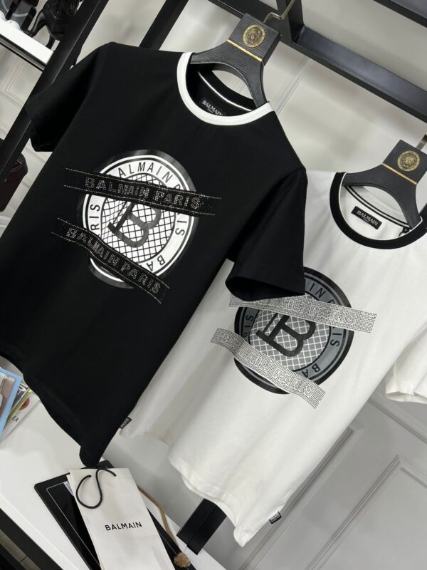 First Copy BALMAIN Premium Round Neck Lycra T-Shirt - Image 3