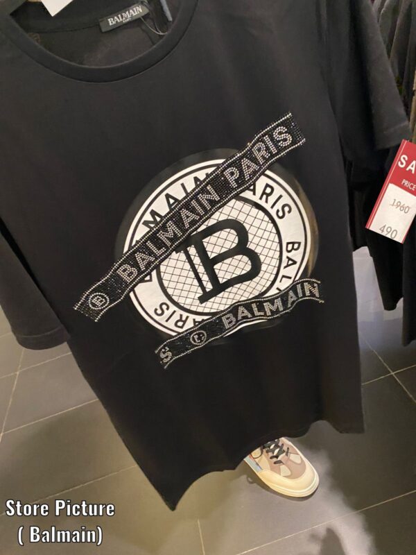 First Copy BALMAIN Premium Round Neck Lycra T-Shirt - Image 2