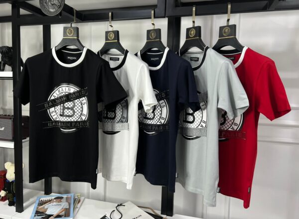 First Copy BALMAIN Premium Round Neck Lycra T-Shirt - Image 5