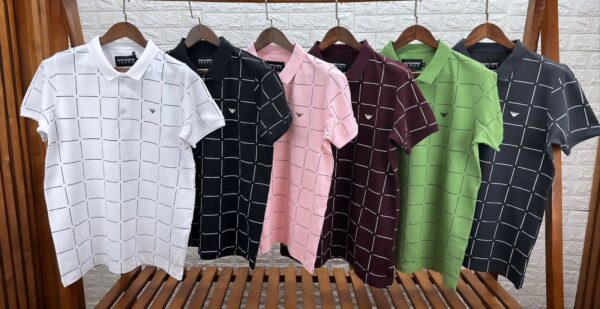 First Copy Armani Premium Cotton Lycra Polo T-Shirts - Image 2