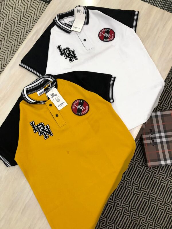 First Copy Burberry Premium Cotton Lycra Collar T-Shirts - Image 2