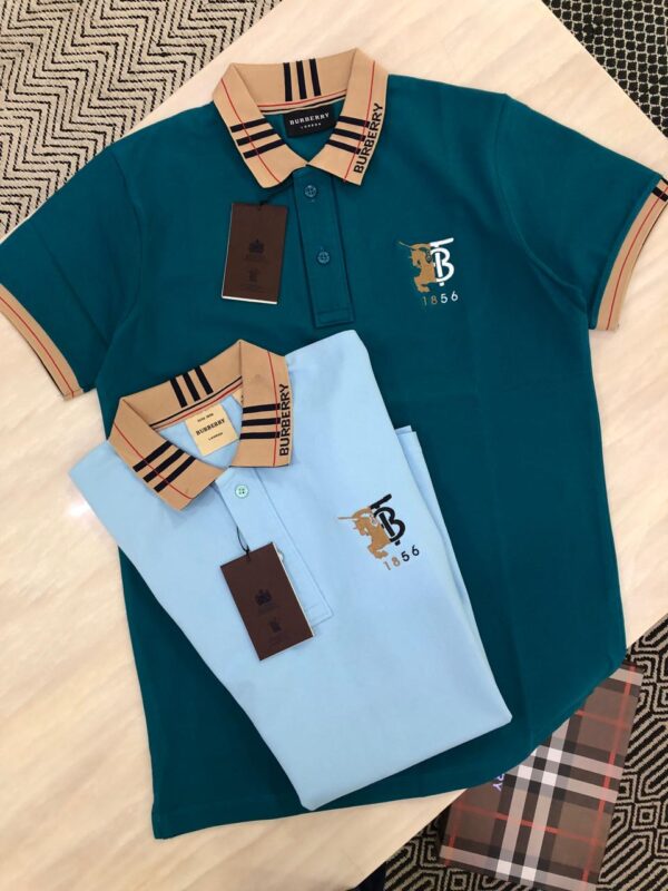 First Copy Burberry Premium Cotton Lycra Collar T-Shirts - Image 13