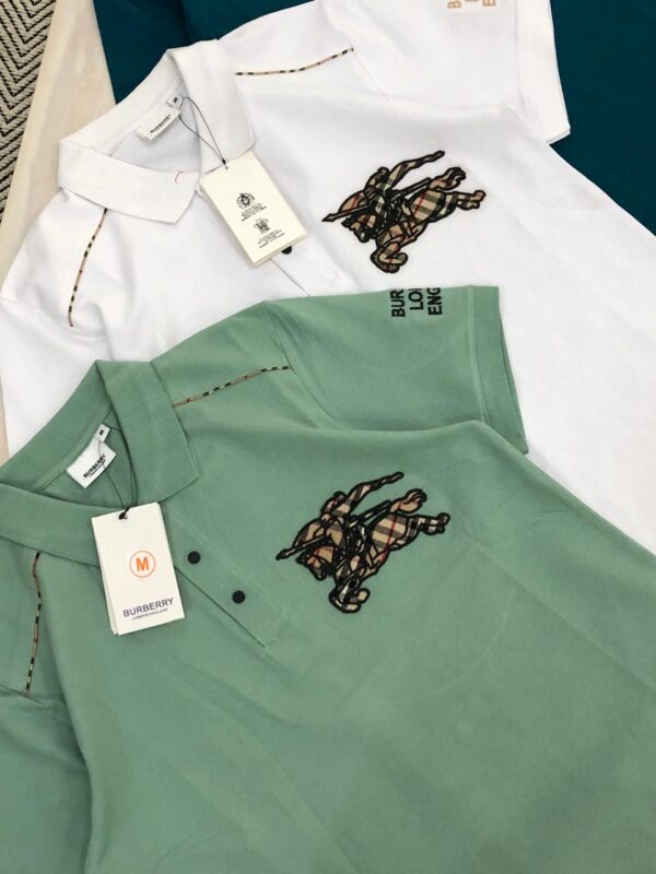 First Copy Burberry Premium Cotton Lycra Collar T-Shirts - Image 3