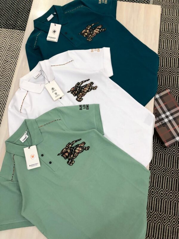 First Copy Burberry Premium Cotton Lycra Collar T-Shirts - Image 5