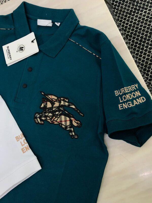First Copy Burberry Premium Cotton Lycra Collar T-Shirts - Image 6