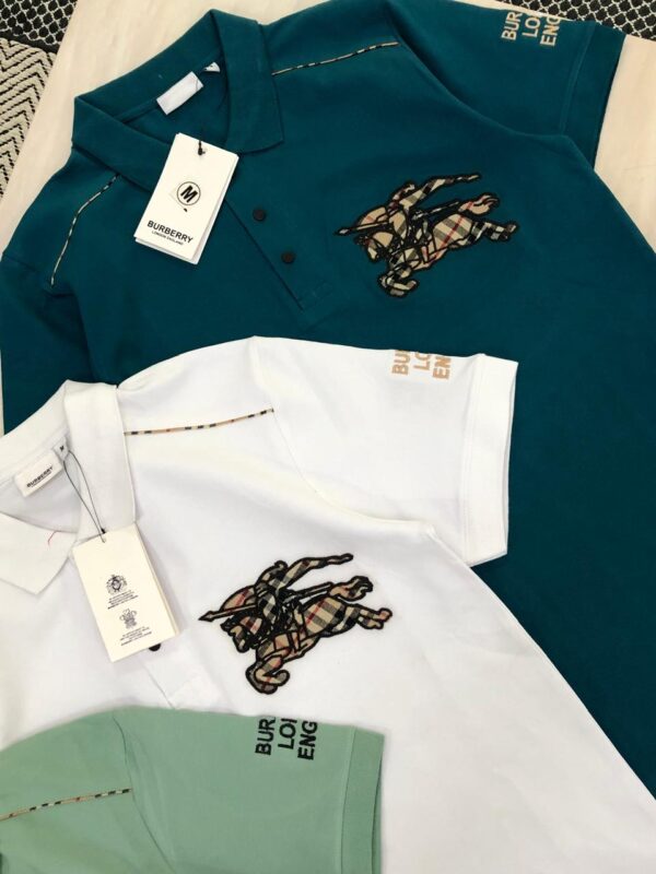 First Copy Burberry Premium Cotton Lycra Collar T-Shirts - Image 7