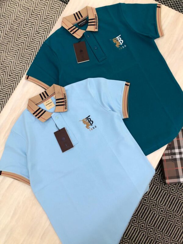 First Copy Burberry Premium Cotton Lycra Collar T-Shirts - Image 8