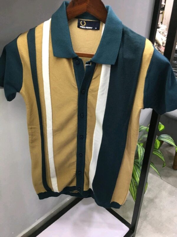 First Copy Fred Perry Very Premium Knitted Half Sleeves Shirt – Premium Stock - Image 3