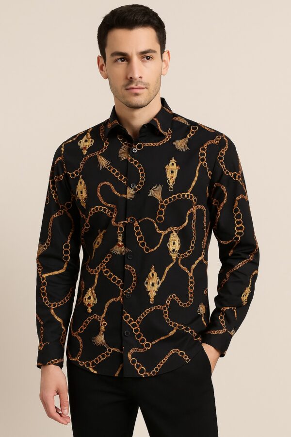 First Copy Versace Chain Reaction Black Shirt – White | Premium Quality
