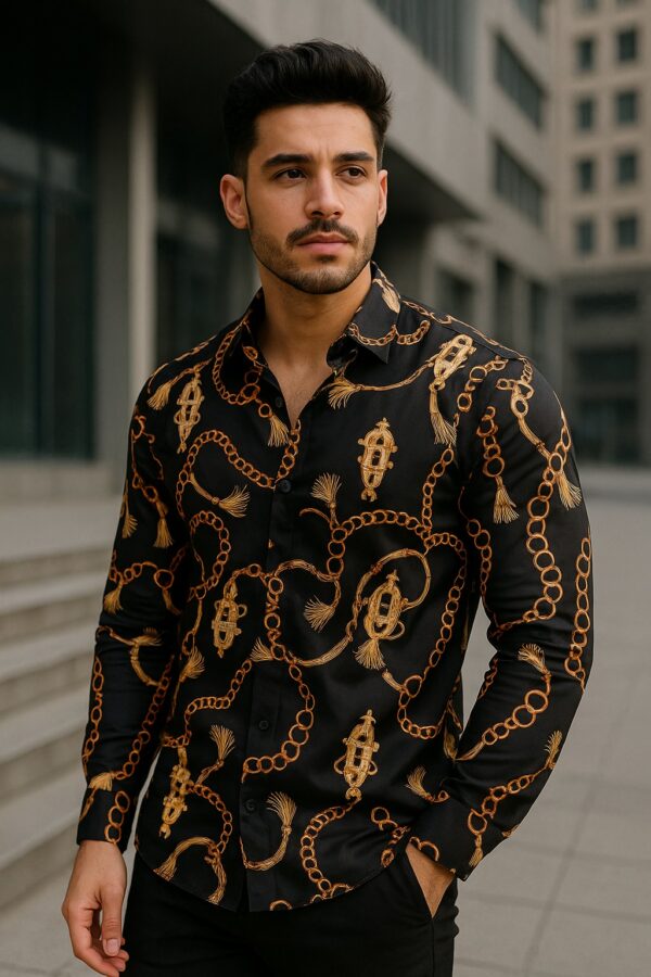 First Copy Versace Chain Reaction Black Shirt – White | Premium Quality - Image 2