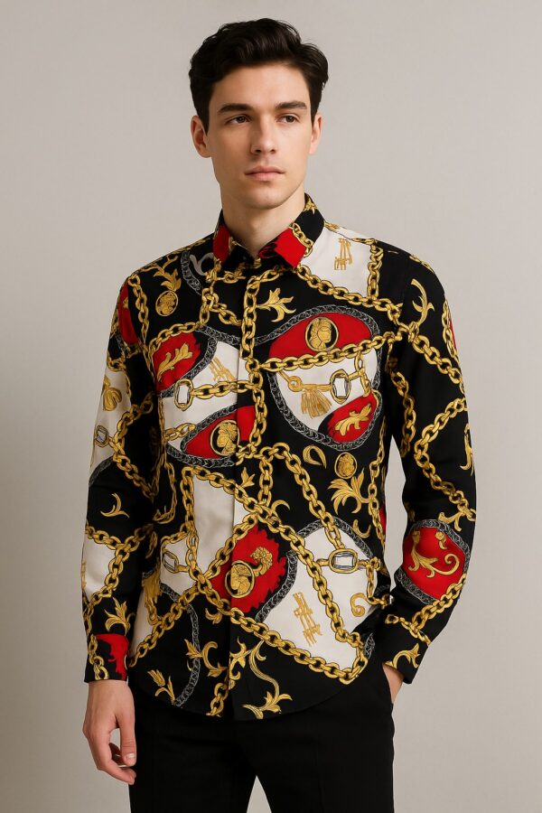 First Copy Versace Chain Reaction Red Shirt – White | Premium Quality - Image 3