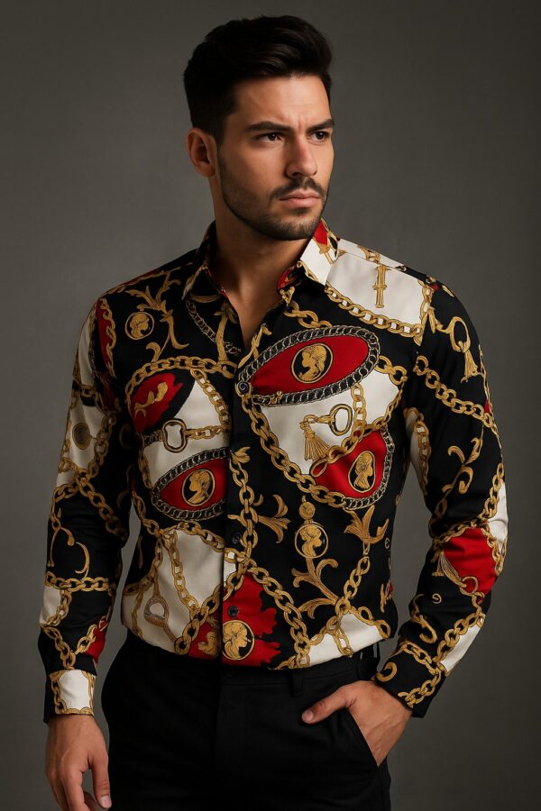 First Copy Versace Chain Reaction Red Shirt – White | Premium Quality - Image 4