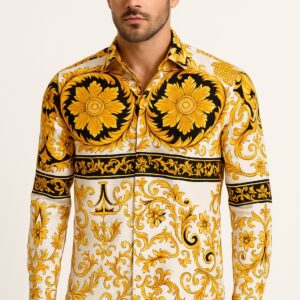 First Copy Versace Medusa Yellow Shirt – Premium White Edition