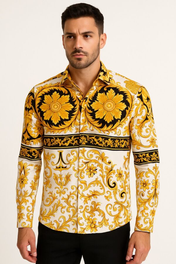 First Copy Versace Medusa Yellow Shirt – Premium White Edition