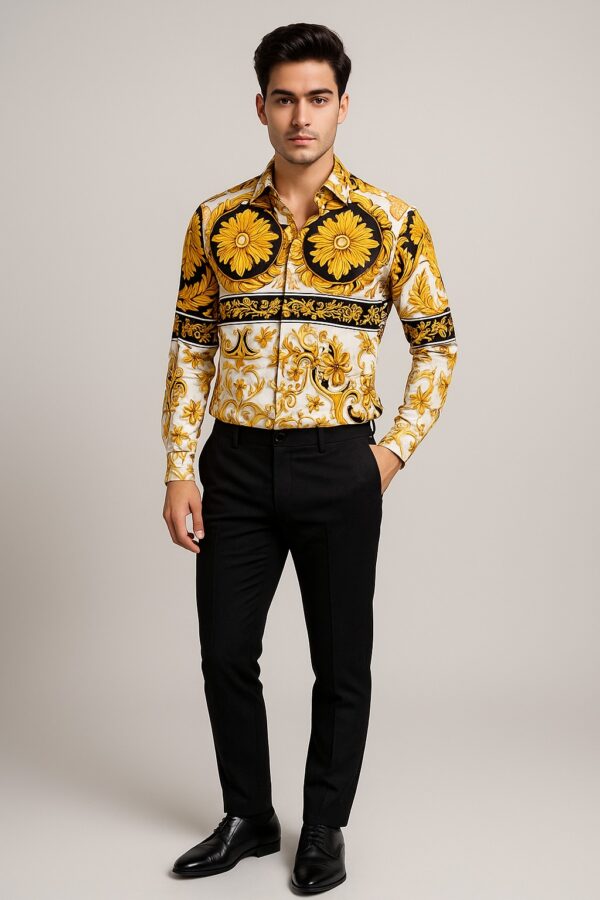 First Copy Versace Medusa Yellow Shirt – Premium White Edition - Image 2