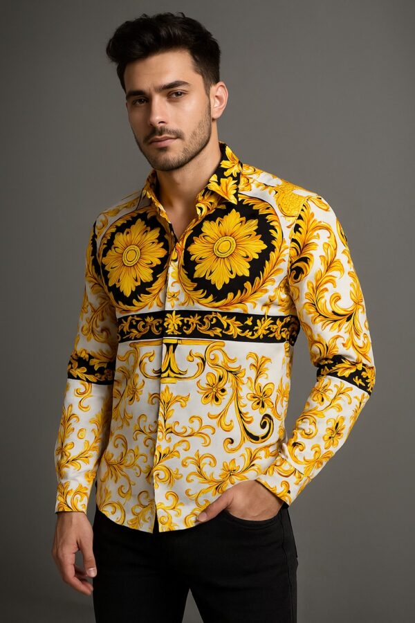 First Copy Versace Medusa Yellow Shirt – Premium White Edition - Image 3