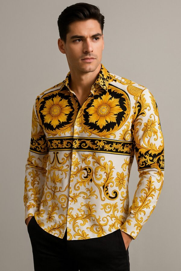 First Copy Versace Medusa Yellow Shirt – Premium White Edition - Image 4