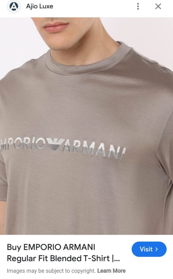 First Copy Armani Round Neck T-Shirt – Imported President Collection - Image 5