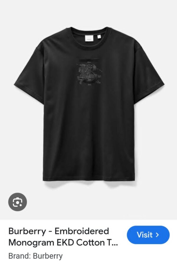 First Copy Burberry Premium Cotton Lycra Crew Neck T-Shirt - Image 5