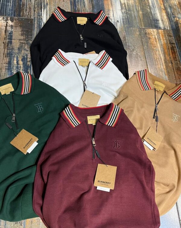 First Copy Burberry Exclusive Half Zip Knitted Sweater for Men - Image 2