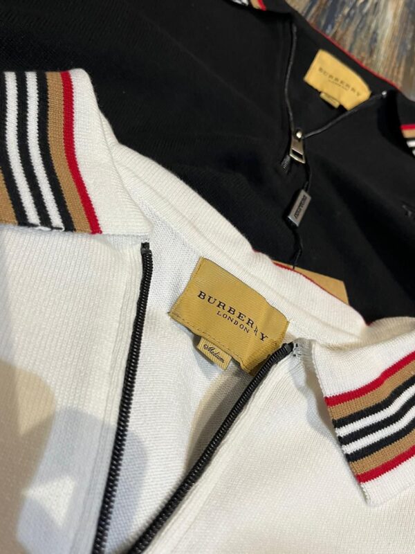 First Copy Burberry Exclusive Half Zip Knitted Sweater for Men - Image 13