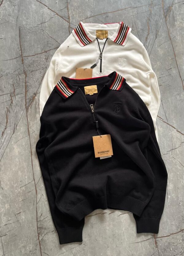 First Copy Burberry Exclusive Half Zip Knitted Sweater for Men - Image 3
