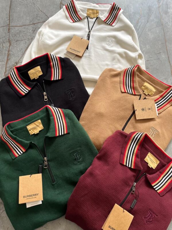 First Copy Burberry Exclusive Half Zip Knitted Sweater for Men - Image 4