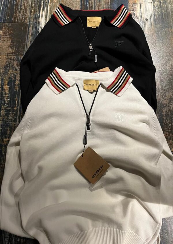 First Copy Burberry Exclusive Half Zip Knitted Sweater for Men - Image 6