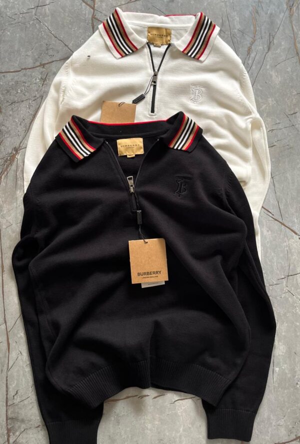 First Copy Burberry Exclusive Half Zip Knitted Sweater for Men - Image 7