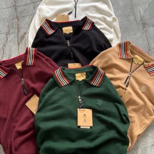 First Copy Burberry Exclusive Half Zip Knitted Sweater for Men