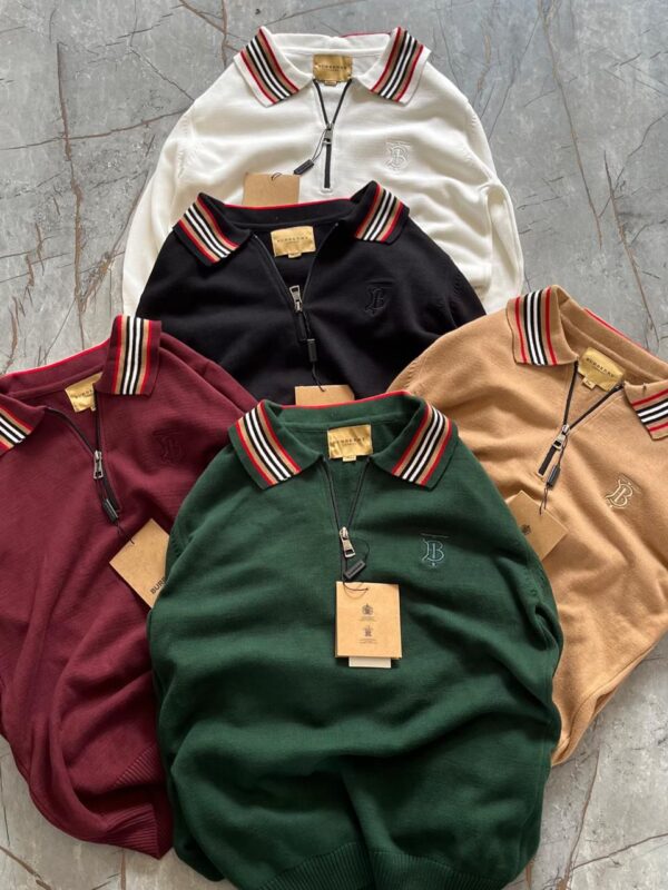 First Copy Burberry Exclusive Half Zip Knitted Sweater for Men